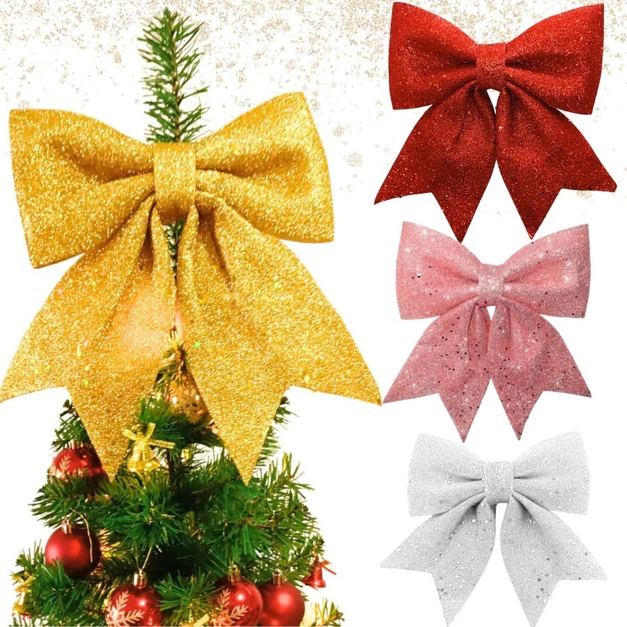 Laço de Natal Grande 24x28 cm com Glitter